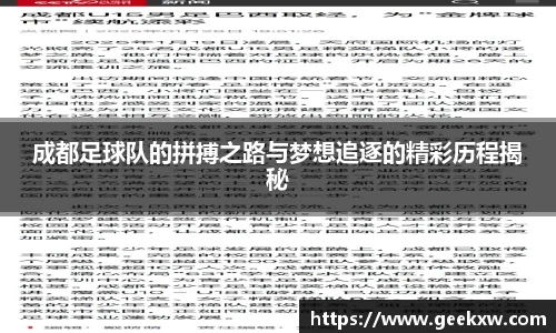 成都足球队的拼搏之路与梦想追逐的精彩历程揭秘