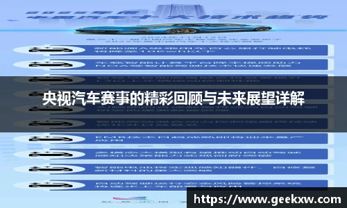 央视汽车赛事的精彩回顾与未来展望详解
