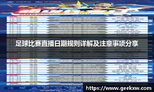 足球比赛直播日期规则详解及注意事项分享