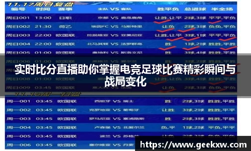 实时比分直播助你掌握电竞足球比赛精彩瞬间与战局变化