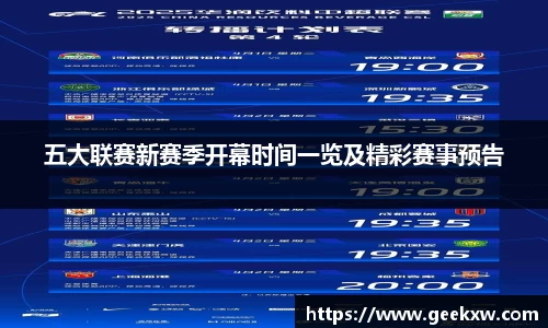 五大联赛新赛季开幕时间一览及精彩赛事预告