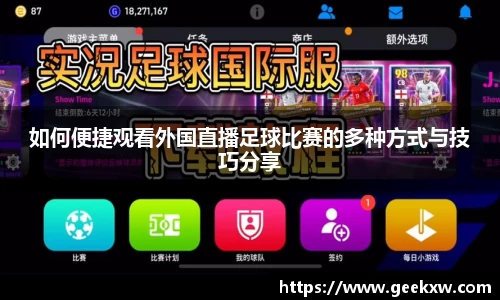 如何便捷观看外国直播足球比赛的多种方式与技巧分享